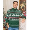 COOFANDY Mens Ugly Christmas Sweater Quarter Zip Holiday Xmas Knit Pullover(C-christmas Tree Deer (Forest Green))