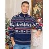 COOFANDY Mens Ugly Christmas Sweater Quarter Zip Holiday Xmas Knit Pullover(C-christmas Tree Deer (Navy))