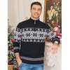 COOFANDY Mens Ugly Christmas Sweater Quarter Zip Holiday Xmas Knit Pullover(Fair Isle Snowflake (Black))