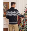 COOFANDY Mens Ugly Christmas Sweater Quarter Zip Holiday Xmas Knit Pullover(Fair Isle Snowflake (Black))