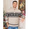 COOFANDY Mens Ugly Christmas Sweater Quarter Zip Holiday Xmas Knit Pullover(Fair Isle Snowflake (Khaki))