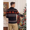 COOFANDY Mens Ugly Christmas Sweater Quarter Zip Holiday Xmas Knit Pullover(Halloween Pumpkin Skull)