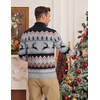 COOFANDY Mens Ugly Christmas Sweater Quarter Zip Holiday Xmas Knit Pullover(Polka-dot Reindeer (Black))