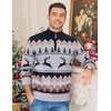 COOFANDY Mens Ugly Christmas Sweater Quarter Zip Holiday Xmas Knit Pullover(Polka-dot Reindeer (Black))