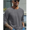COOFANDY Mens Waffle Long Sleeve Shirt Crew Neck T-Shirts Cotton Tee Shirts(Grey)