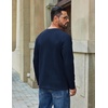 COOFANDY Mens Waffle Long Sleeve Shirt Crew Neck T-Shirts Cotton Tee Shirts(Navy Blue)