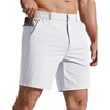 COOFANDY Mens Golf Shorts 7″ Lightweight Elastic Waistband Casual Shorts(White)