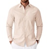 COOFANDY Mens Oxford Shirt Long Sleeve Casual Button Down Shirts Soild Dress Shirts with Pocket(Beige)