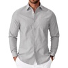 COOFANDY Mens Oxford Shirt Long Sleeve Casual Button Down Shirts Soild Dress Shirts with Pocket(Grey)