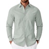 COOFANDY Mens Oxford Shirt Long Sleeve Casual Button Down Shirts Soild Dress Shirts with Pocket(Light Green)