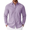 COOFANDY Mens Oxford Shirt Long Sleeve Casual Button Down Shirts Soild Dress Shirts with Pocket(Light Purple)
