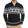 COOFANDY Mens Ugly Christmas Sweater Quarter Zip Holiday Xmas Knit Pullover(Fair Isle Snowflake (Black))