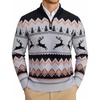 COOFANDY Mens Ugly Christmas Sweater Quarter Zip Holiday Xmas Knit Pullover(Polka-dot Reindeer (Black))