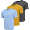 COOFANDY Men’s Workout T-Shirts 3 Pack Quick Dry Athletic T-Shirts(Z-deep Grey/Yellow/Blue-3 Pack)