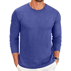 COOFANDY Men’s Long Sleeve Tee Shirts Crew Neck Casual Soft Tees(Heather Blue)