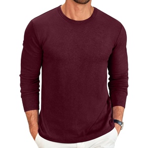 COOFANDY Men’s Long Sleeve Tee Shirts Crew Neck Casual Soft Tees(Heather Burgundy)