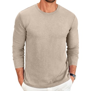 COOFANDY Men’s Long Sleeve Tee Shirts Crew Neck Casual Soft Tees(Light Khaki)