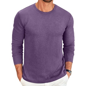 COOFANDY Men’s Long Sleeve Tee Shirts Crew Neck Casual Soft Tees(Purple)