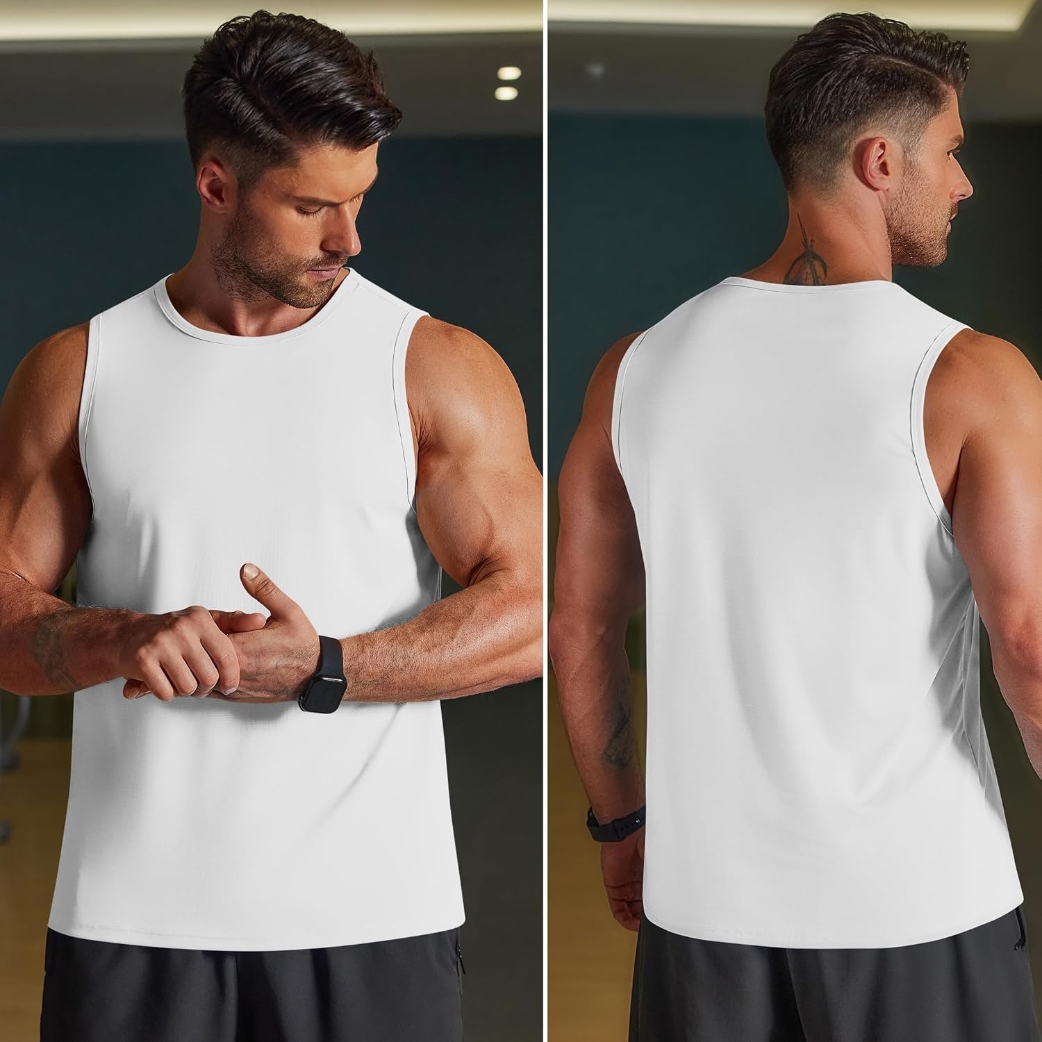 image:imageCOOFANDY Mens Workout Tank Top Quick Dry Muscle Sleeveless Gym ShirtsWhite