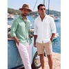 COOFANDY Mens Button Down Shirt Long Sleeve Casual Untucked Shirts Textured Summer Beach Shirts(Sage Green)