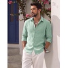 COOFANDY Mens Button Down Shirt Long Sleeve Casual Untucked Shirts Textured Summer Beach Shirts(Sage Green)