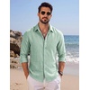 COOFANDY Mens Button Down Shirt Long Sleeve Casual Untucked Shirts Textured Summer Beach Shirts(Sage Green)