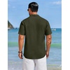 COOFANDY Men’s Cuban Guayabera Shirts Button Down Short Sleeve Linen Shirt(Army Green)