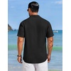 COOFANDY Men’s Cuban Guayabera Shirts Button Down Short Sleeve Linen Shirt(Black)