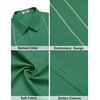 COOFANDY Men’s Cuban Guayabera Shirts Button Down Short Sleeve Linen Shirt(Dark Green)
