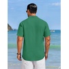 COOFANDY Men’s Cuban Guayabera Shirts Button Down Short Sleeve Linen Shirt(Dark Green)