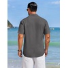 COOFANDY Men’s Cuban Guayabera Shirts Button Down Short Sleeve Linen Shirt(Dark Grey)