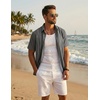 COOFANDY Men’s Cuban Guayabera Shirts Button Down Short Sleeve Linen Shirt(Dark Grey)