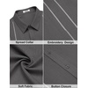 COOFANDY Men’s Cuban Guayabera Shirts Button Down Short Sleeve Linen Shirt(Dark Grey)