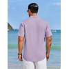COOFANDY Men’s Cuban Guayabera Shirts Button Down Short Sleeve Linen Shirt(Lavender)