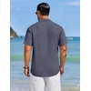 COOFANDY Men’s Cuban Guayabera Shirts Button Down Short Sleeve Linen Shirt(Light Grey)