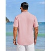 COOFANDY Men’s Cuban Guayabera Shirts Button Down Short Sleeve Linen Shirt(Pink)
