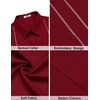 COOFANDY Men’s Cuban Guayabera Shirts Button Down Short Sleeve Linen Shirt(Red)