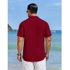 COOFANDY Men’s Cuban Guayabera Shirts Button Down Short Sleeve Linen Shirt(Red)