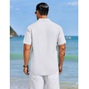COOFANDY Men’s Cuban Guayabera Shirts Button Down Short Sleeve Linen Shirt(White)