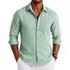 COOFANDY Mens Button Down Shirt Long Sleeve Casual Untucked Shirts Textured Summer Beach Shirts(Sage Green)