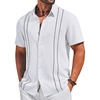 COOFANDY Men’s Cuban Guayabera Shirts Button Down Short Sleeve Linen Shirt(White)