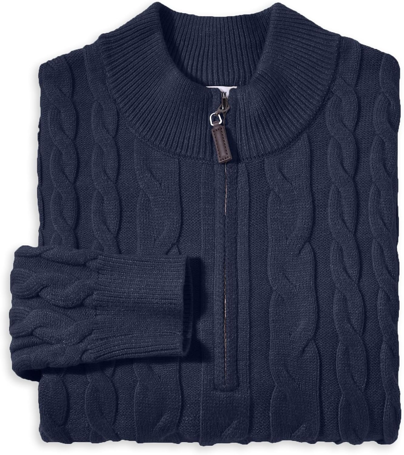 image:imageCOOFANDY Mens Quarter Zip Pullover Cable Knit Dress SweaterDark Navy