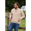 COOFANDY Men’s Quarter Zip Pullover Cable Knit Dress Sweater(Apricot)