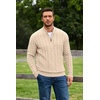 COOFANDY Men’s Quarter Zip Pullover Cable Knit Dress Sweater(Apricot)
