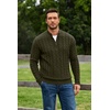 COOFANDY Men’s Quarter Zip Pullover Cable Knit Dress Sweater(Army Green)