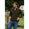 COOFANDY Men’s Quarter Zip Pullover Cable Knit Dress Sweater(Army Green)