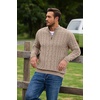 COOFANDY Men’s Quarter Zip Pullover Cable Knit Dress Sweater(Beige)