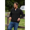 COOFANDY Men’s Quarter Zip Pullover Cable Knit Dress Sweater(Black)
