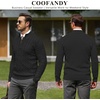 COOFANDY Men’s Quarter Zip Pullover Cable Knit Dress Sweater(Black)