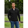 COOFANDY Men’s Quarter Zip Pullover Cable Knit Dress Sweater(Black)